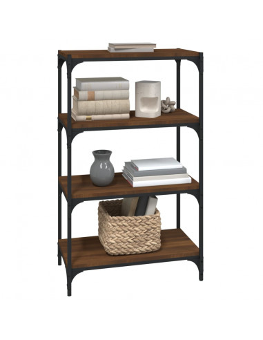 Libreria rovere marrone 60x33x100cm Legno Multistrato e Acciaio
