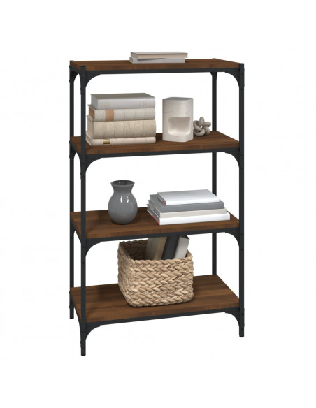 Libreria rovere marrone 60x33x100cm Legno Multistrato e Acciaio