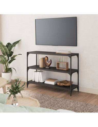 Mobile Porta Libri Nero 100x33x70,5cm Legno Multistrato Acciaio