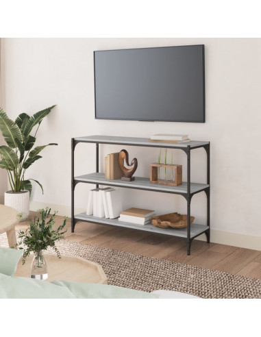 Libreria Grigio Sonoma 100x33x70,5 cm Legno Multistrato Acciaio