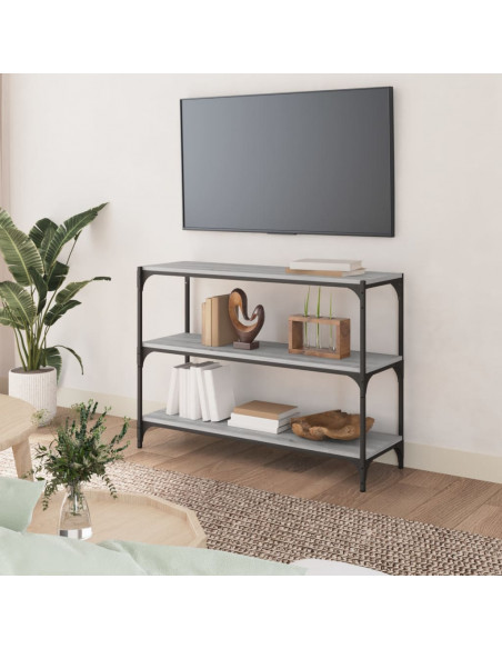 Libreria Grigio Sonoma 100x33x70,5 cm Legno Multistrato Acciaio