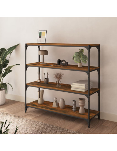 Libreria rovere fumo 100x33x100 cm Legno Multistrato e Acciaio