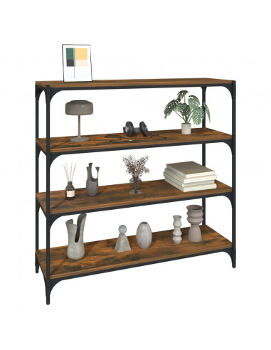 Libreria rovere fumo 100x33x100 cm Legno Multistrato e Acciaio