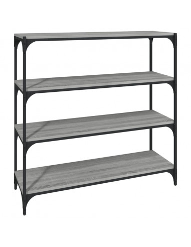 Libreria grigio sonoma 100x33x100cm Legno Multistrato e Acciaio