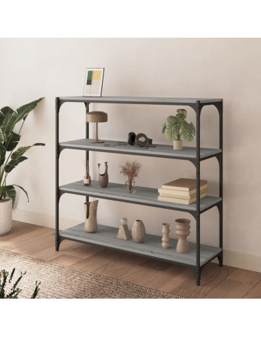 Libreria grigio sonoma 100x33x100cm Legno Multistrato e Acciaio