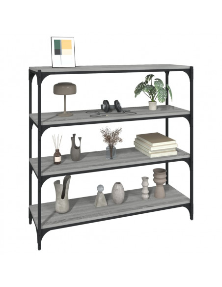 Libreria grigio sonoma 100x33x100cm Legno Multistrato e Acciaio
