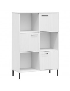 Libreria Gambe Metallo Bianco 90x35x128,5cm Legno Massello OSLO 2