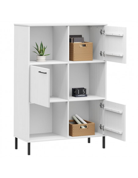 Libreria Gambe Metallo Bianco 90x35x128,5cm Legno Massello OSLO