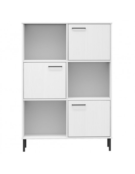 Libreria Gambe Metallo Bianco 90x35x128,5cm Legno Massello OSLO