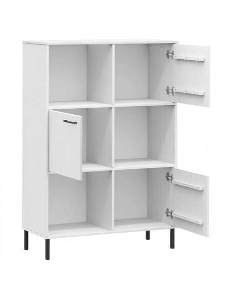Libreria Gambe Metallo Bianco 90x35x128,5cm Legno Massello OSLO