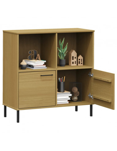 Libreria con Gambe Metallo Marrone 90x35x90,5 cm Massello OSLO