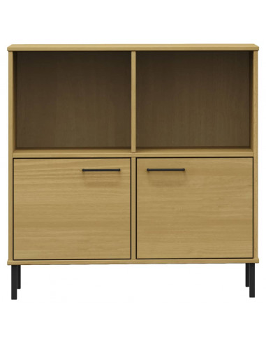 Libreria con Gambe Metallo Marrone 90x35x90,5 cm Massello OSLO