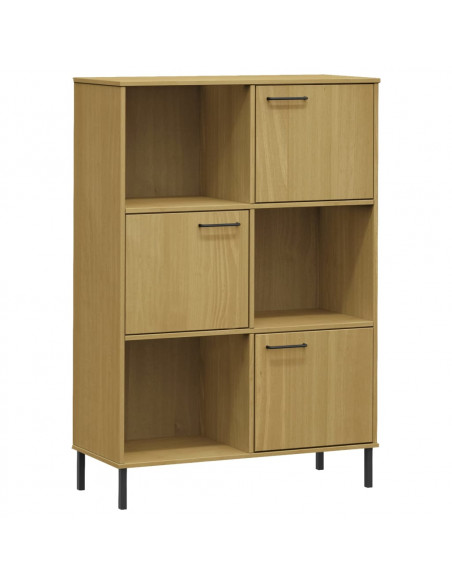 Libreria con Gambe Metallo Marrone 90x35x128,5 cm Massello OSLO