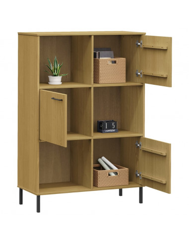 Libreria con Gambe Metallo Marrone 90x35x128,5 cm Massello OSLO