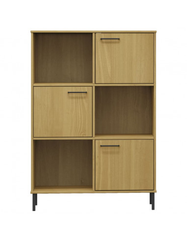 Libreria con Gambe Metallo Marrone 90x35x128,5 cm Massello OSLO