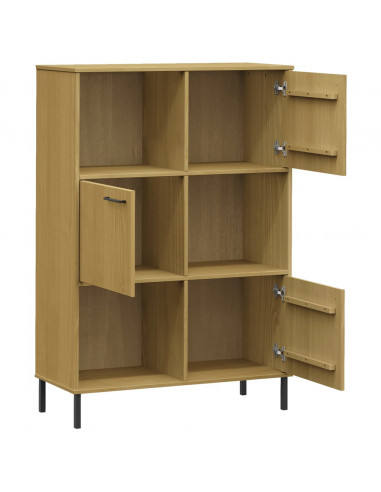 Libreria con Gambe Metallo Marrone 90x35x128,5 cm Massello OSLO
