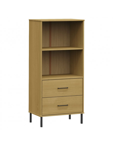 Libreria 2 Cassetti Marrone 60x35x128,5 cm Legno Massello OSLO