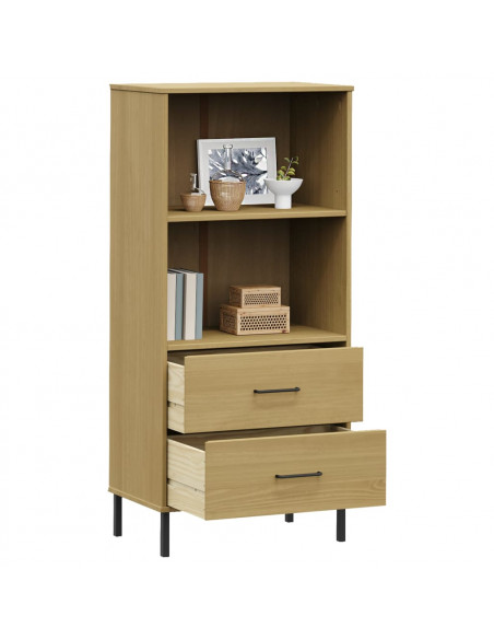 Libreria 2 Cassetti Marrone 60x35x128,5 cm Legno Massello OSLO