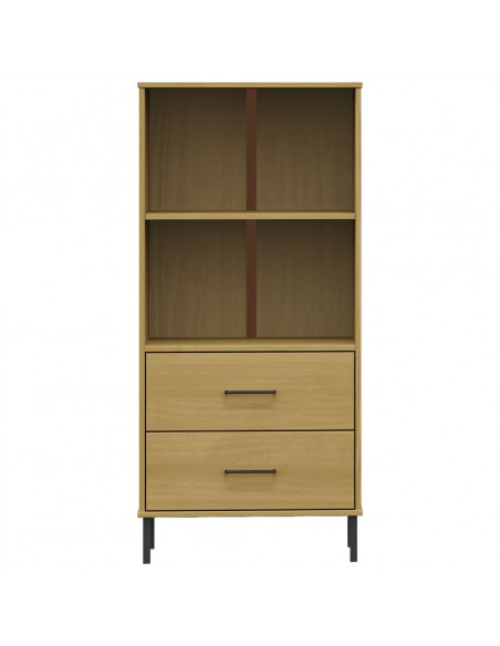 Libreria 2 Cassetti Marrone 60x35x128,5 cm Legno Massello OSLO