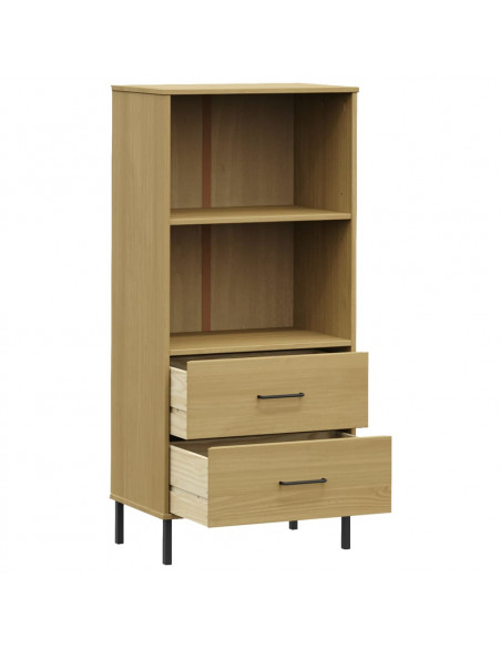 Libreria 2 Cassetti Marrone 60x35x128,5 cm Legno Massello OSLO