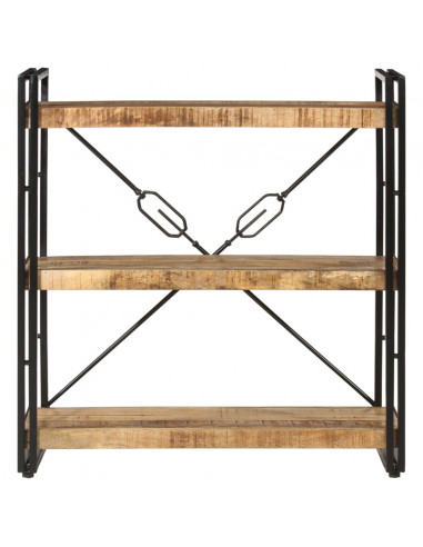 Libreria 3 Livelli 77x30x80 cm Legno Massello di Mango e Ferro