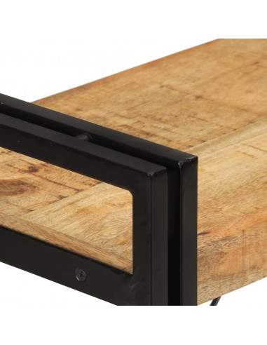 Libreria 3 Livelli 77x30x80 cm Legno Massello di Mango e Ferro