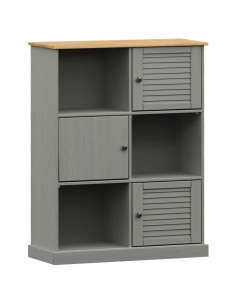 Libreria VIGO 90x35x114,5 cm in Legno Massello di Pino Grigio 2