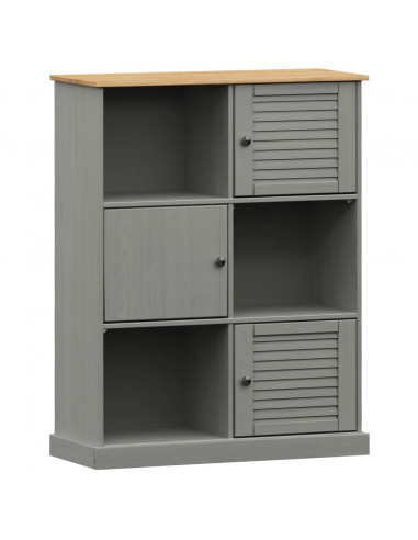 Libreria VIGO 90x35x114,5 cm in Legno Massello di Pino Grigio