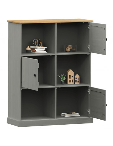 Libreria VIGO 90x35x114,5 cm in Legno Massello di Pino Grigio