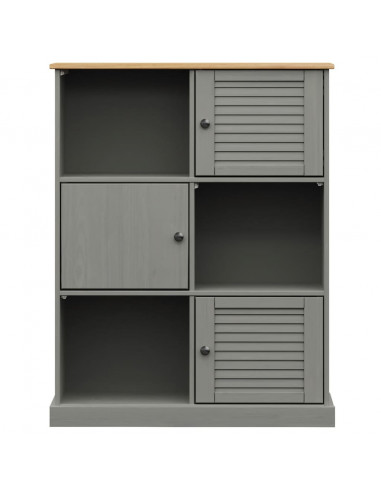 Libreria VIGO 90x35x114,5 cm in Legno Massello di Pino Grigio