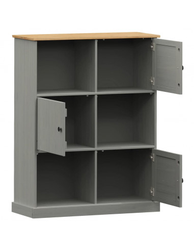 Libreria VIGO 90x35x114,5 cm in Legno Massello di Pino Grigio