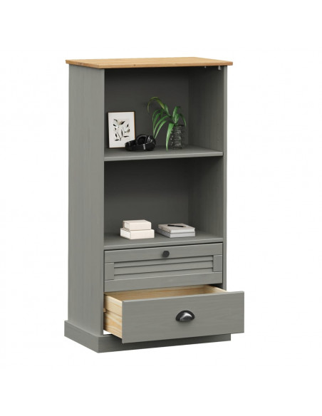 Libreria VIGO 60x35x114,5 cm in Legno Massello di Pino Grigio