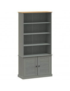 Libreria VIGO 85x35x170 cm in Legno Massello di Pino Grigio 2
