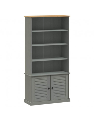 Libreria VIGO 85x35x170 cm in Legno Massello di Pino Grigio