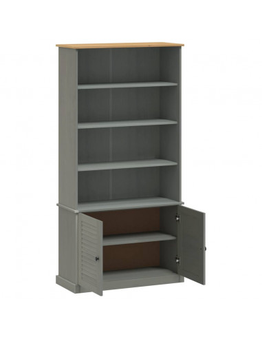Libreria VIGO 85x35x170 cm in Legno Massello di Pino Grigio