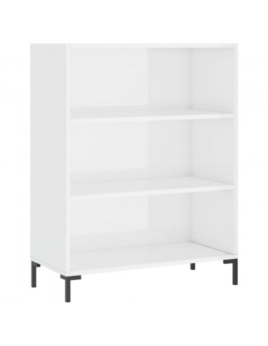 Libreria Bianco Lucido 69,5x32,5x90 cm in Legno Multistrato