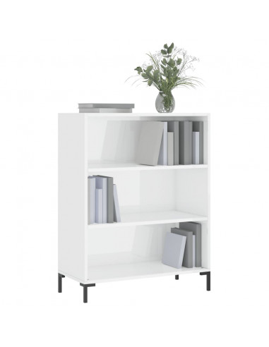 Libreria Bianco Lucido 69,5x32,5x90 cm in Legno Multistrato