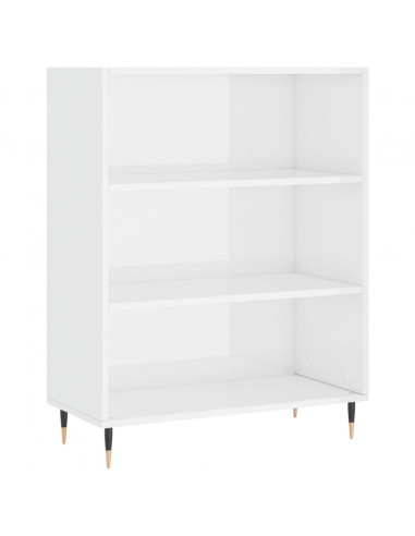 Libreria Bianco Lucido 69,5x32,5x90 cm in Legno Multistrato
