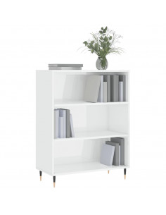 Libreria Bianco Lucido 69,5x32,5x90 cm in Legno Multistrato 2