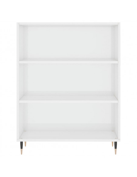 Libreria Bianco Lucido 69,5x32,5x90 cm in Legno Multistrato