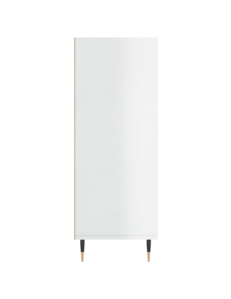 Libreria Bianco Lucido 69,5x32,5x90 cm in Legno Multistrato