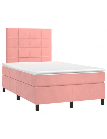 Giroletto a Molle con Materasso Rosa 120x190 cm in Velluto