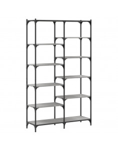 Libreria Grigio Sonoma 100x32x170 cm Legno Multistrato e Ferro 2