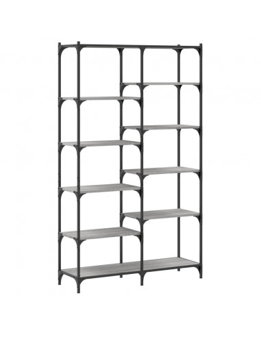 Libreria Grigio Sonoma 100x32x170 cm Legno Multistrato e Ferro