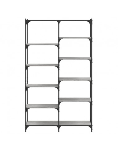 Libreria Grigio Sonoma 100x32x170 cm Legno Multistrato e Ferro