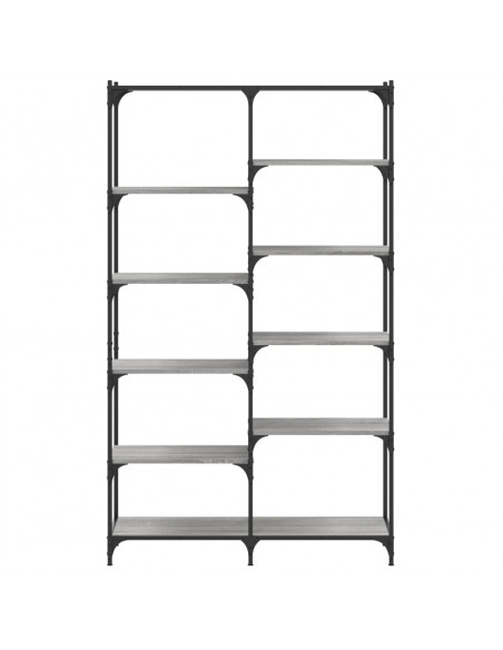 Libreria Grigio Sonoma 100x32x170 cm Legno Multistrato e Ferro