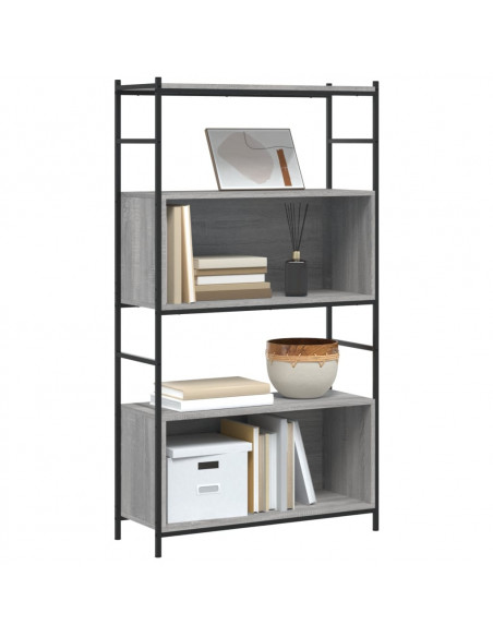 Libreria Grigio Sonoma 80x30x145,5 cm Legno Multistrato e Ferro