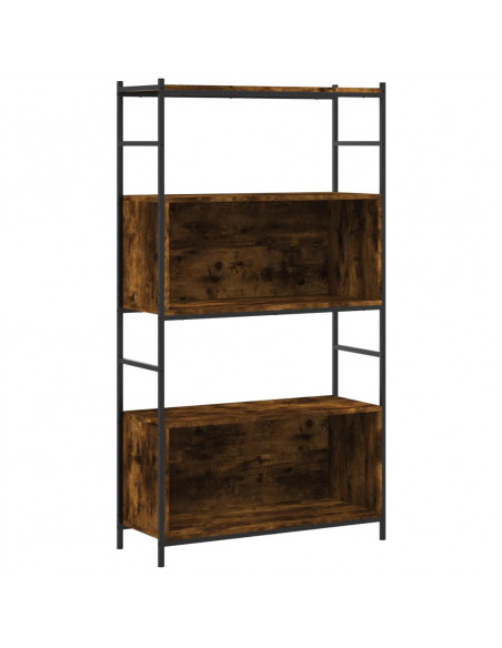 Libreria Rovere Fumo 80x30x145,5cm in Legno Multistrato e Ferro