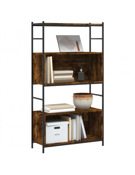 Libreria Rovere Fumo 80x30x145,5cm in Legno Multistrato e Ferro