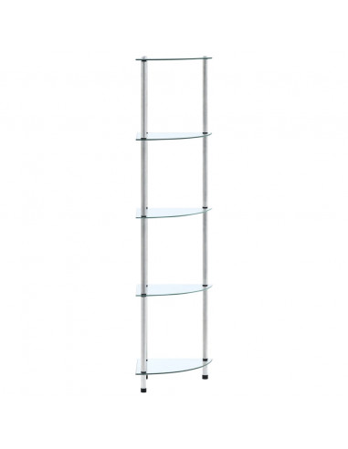 Scaffale a 5 Livelli Trasparente 30x30x130cm in Vetro Temperato